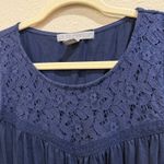 Love by Design By Design Womens L Blue Sleeveless Lace Detail Top Blouse Casual Photo 2