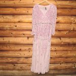 Mac Duggal 5497 Womens Embellished V Neck 3/4 Sleeve A Line Gown Dress Photo 5