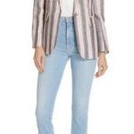 frame denim NEW NWOT FRAME Classic Stripped Linen Blazer Jacket Blue Red White Photo 1