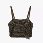 ZARA Gold Silver lurex Metallic Sleeveless Short Crop Top w/Ruffle Front Sz L Photo 7