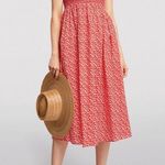 Solid & Striped  Willow Floral Midi Dress Smocked Candy Red Watermelon Large L Photo 1