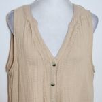 French Laundry Tan Cotton Gauze Sleeveless Button-Down Top with Tie Size Large Photo 2