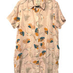 Rachel Zoe  100% Linen Shirt XL Dress Cover Up‎ Pink Floral Button Down ResortEUC Photo 0