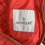 Moncler Rare  Coral Red Perforated Faux Leather Puffer Jacket Size Medium Photo 12