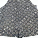 Earthbound Cotton Overall Shorts Romper Black Silver Gold Floral Size Medium Photo 3