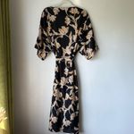 Maison Du Soir Black Yellow Floral Kimono Robe S/M Photo 4