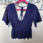 Trixxi ❤️ from Francesca’s Navy Lace Overlay Peplum Top Medium NWT CLEARANCE Photo 3