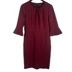 J.Crew  Burgundy Bell Sleeve Sheath Dress Size 6 Lined Stretch Work Cocktail Photo 2