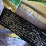 ZARA Woman’s Deep V Neck Purple Green Yellow Striped Long Sleeve Mini Dress Lrg Photo 5