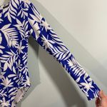 Kate Spade Blue Floral Long Sleeve Paddle Rash Guard One Piece Swimsuit Size M Photo 4