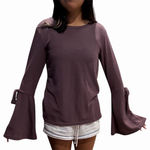 Urban Heritage Women's Red Bell Sleeve Blouse Size M Casual Chic Photo 0