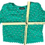 Superdry Cropped Green Floral Button Down Boxy Short Sleeve Lace Trim Top size 8 Photo 6