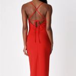 Lulus NWT M‎   Romantic Thought Red Cowl Neck Lace Up Maxi Dress Photo 4