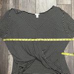 BP Deep V Neck Faux Wrap Draped Short Sleeve Striped Blouse Black White Sz Large Photo 10