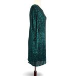 Nanette Lepore  Teal Sequin Long Sleeve Dress Photo 3