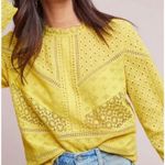 Anthropologie  James‎ Coviello Burnham Eyelet Lace Top Yellow Size Small Photo 0