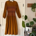 Ulla Johnson Ayaz Midi Dress Sandstone Cotton Size 8 Handmade Smocked Balloon Photo 10