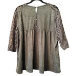 Hannah XL Velvet/Lace baby doll blouse Moss Green Photo 2