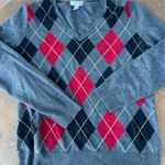 ZARA Charter club grey and red preppy argyle diamond sweater sz m Photo 1