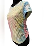 NEW Madrag Bold Tie Dye Trendy Hippie Ruched Side Stretch Athletic Yoga Gym Top Size L Photo 1