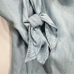 Karen Kane  Light Denim Blue Seascape Off Shoulder Tie Sleeves Blousy Peasant Top Photo 8