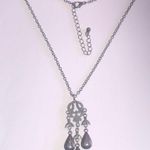 Elegant Gunmetal Dark Metal Boho Teardrop Pendant Necklace Black Photo 5