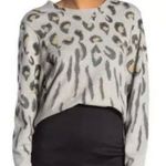 ALLSAINTS Animal Print Gray Crew Neck Cropped Sweatshirt Top Photo 0