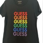 Guess  BLACK GILLIAN T SHIRT Women’s RHINESTONES SHORT SLEEVE PRIDE COLOR Size M Photo 3