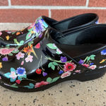 Dansko Rare Floral Garden  Mule Clogs Womens size 40 EU 10 US black & flowers Photo 0