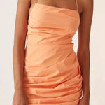 Amanda Uprichard Laconia Chain Ruched Dress Mini Orange Party Cocktail Size S Photo 0