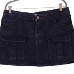 Pretty Little Thing Black Denim Cargo Mini Skirt Size 10 NWT Photo 0