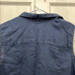 J. Jill Navy 100% Linen Mother of Pearl Sleeveless Tank Top Photo 9