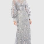 Mac Duggal  67936 Platinum Embellished High Neck Bishop Sleeve Gown Size 18 UB Photo 0