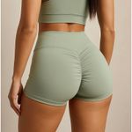 Gray High Waisted Scrunch Workout Shorts Sculpting Gym Athleisure M Size M Photo 1
