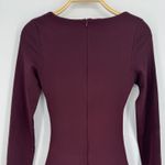 White Fox Boutique White Fox One Desire Mini‎ Dress Small Dark Burgundy Cutout Long Sleeve Beaded Photo 6