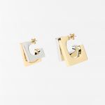 ZARA New in Box - NWT  Double Square Earrings GOLD / SILVER | 1011/210/881 Photo 4