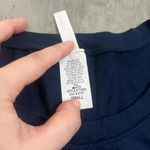 None Cropped 3/4 Sleeve Crewneck TShirt Blue Size Small Photo 2