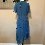 Lulus NWT Next to You Slate Blue Swiss Dot Ruffled Midi Dress Photo 8
