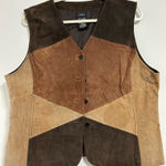 Outbrook Suede Leather Patchwork vest women’s XL Brown vintage westernYllwstone Photo 0