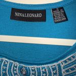 Nina Leonard 🎄 Teal Maxi Dress with White Embroidery Photo 2