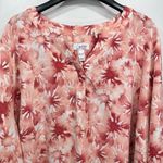 Orange & White Watercolor Floral 3/4 Sleeve Blouse Denim & Company Boho Size 3X Photo 1