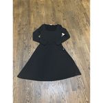 Vince Long Sleeve Square Neck Dress Black Small Cocktail Midi Photo 2