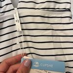 Cupshe  White and Black Stripe Ruffle One Piece Swimsuit Photo 2
