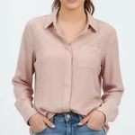 JustFab Dusty Rose Long Sleeve Collared Button Down Shirt Top M Photo 0