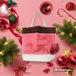 Big Canvas Tote Running Dog Beach Bag Coral and Brown on Tan NEW Photo 11