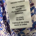 Rachel Zoe  Blue Floral Smocked Top Blouse with Metallic Thread Photo 4