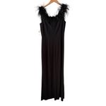 Alex Evenings NEW  Fur Trimmed Off the Shoulder Gown Black Gala Party Size 14 Photo 3