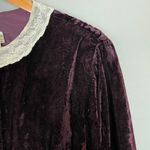 Coldwater Creek Velvet Jacket Lace Collar Purple Women Button Up Victorian Size Large Delicate Photo 2