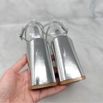 Gianvito Rossi NEW  Ludovica Mirrored Chrome Square Toe Block Heel Pumps Silver Photo 7