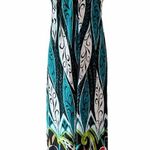 Heart soul Halter Maxi Dress Paisley Green Brown Wood Beads Neck Large EUC Photo 0